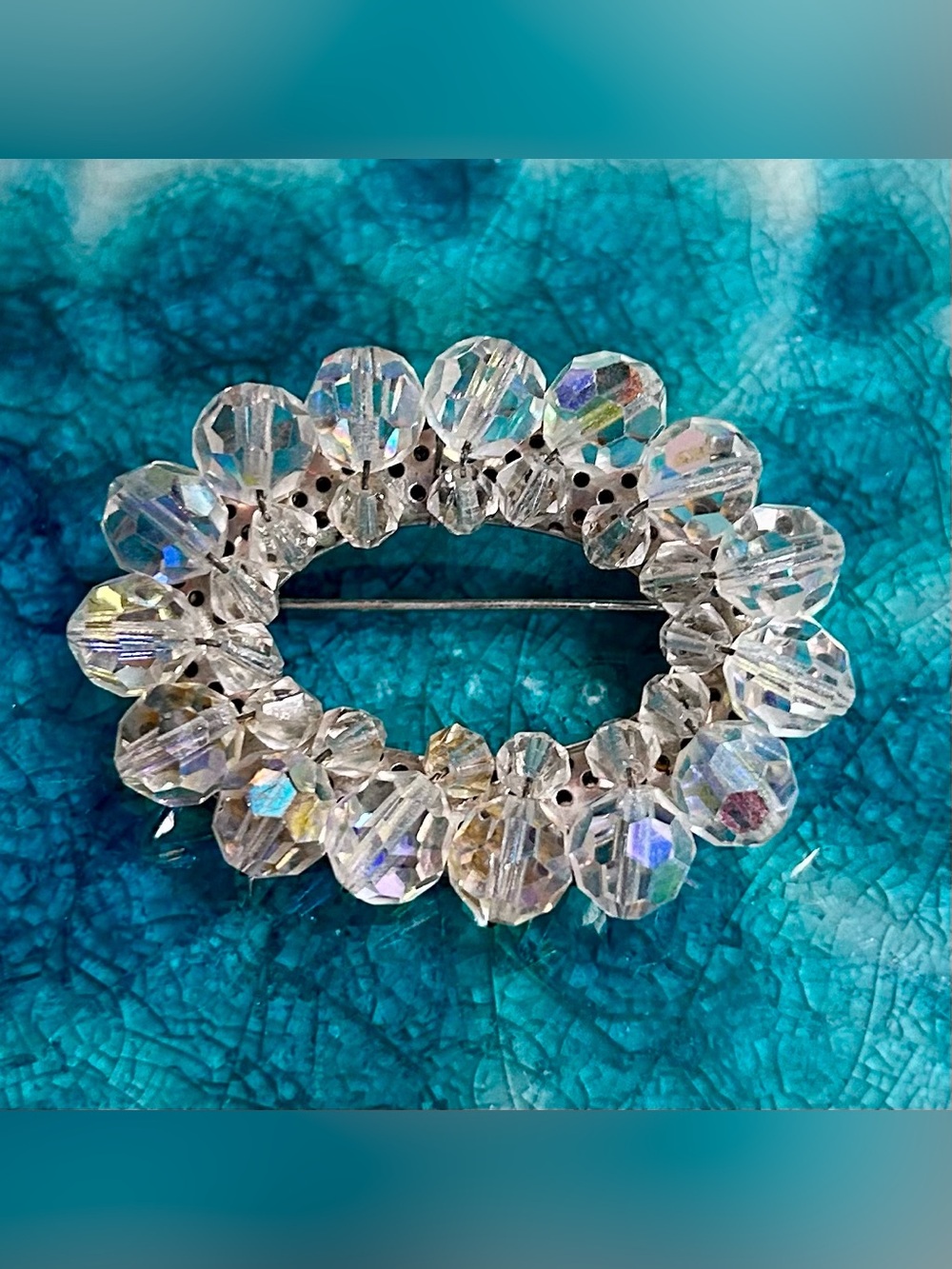 Lovely Vintage AB Crystals Brooch